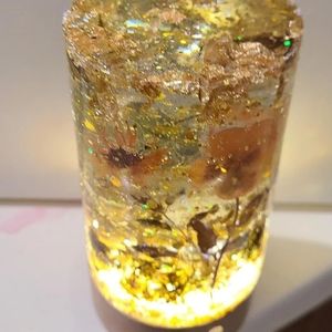 Green butterfly nightlight with gold flakes